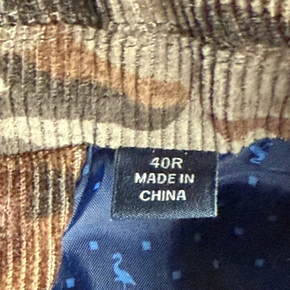 TailorByrd Camo Corduroy Blazer Brown Heritage Ivy Prep Sport Coat Mens 40R